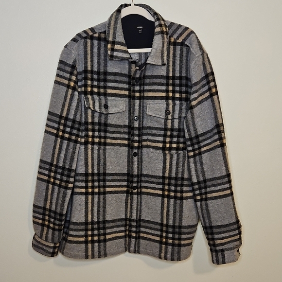 Express Black & Gray Plaid Shirt Jacket Shacket Sz. XXL Tall - Picture 1 of 6